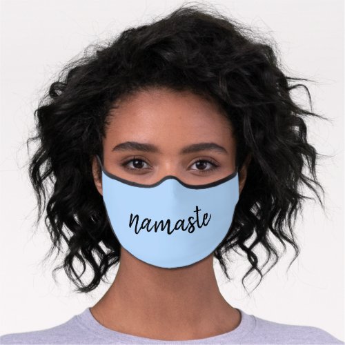 Namast  Modern Pastel Blue Yoga Meditation Premium Face Mask