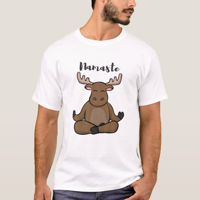 Namaste Moose Lotus Yoga Pose For Yoga Teacher T-Shirt (Front)
