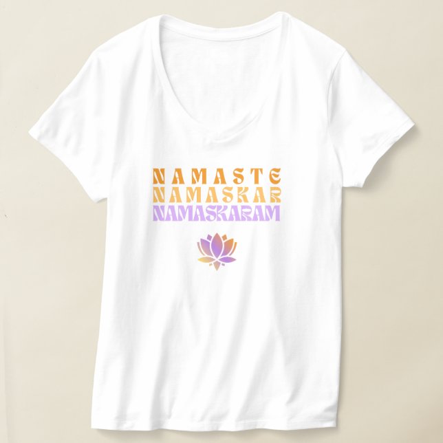 Namaste Namaskar Namaskaram Graphic Design T-Shirt (Laydown)