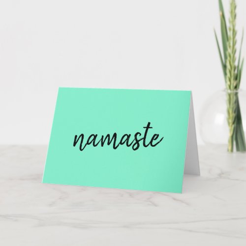 Namaste  Neo Mint Green Modern Yoga Spiritual Card