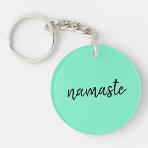 Namaste  Neo Mint Green Modern Yoga Spiritual Keychain