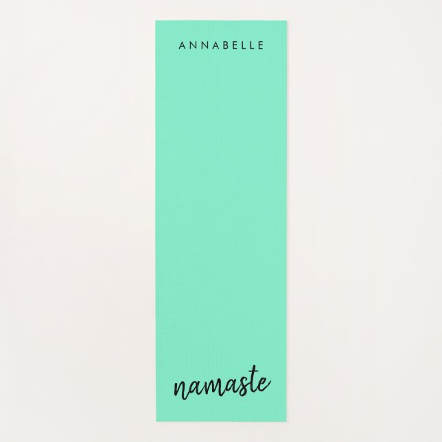 Namaste | Neo Mint Green Modern Yoga Spiritual Yoga Mat (Front)