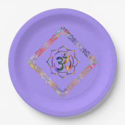 Namaste Om Lotus Lavender Rainbow Vintage Paper Plates