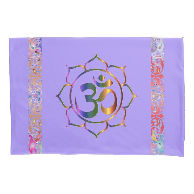 Namaste Om Lotus Rainbow Spiritual Personalized Pillow Case (Front)