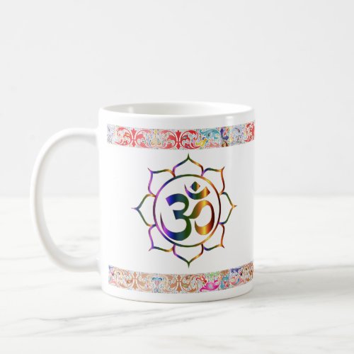 Namaste Om Lotus Rainbow Vintage Border Spiritual Coffee Mug