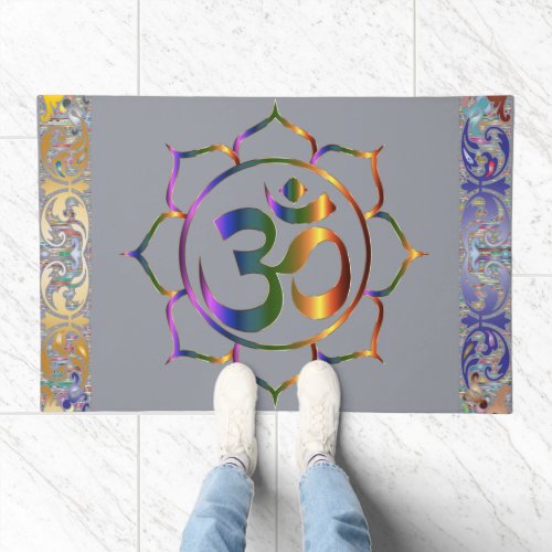 Namaste Om Lotus Rainbow Vintage Doormat