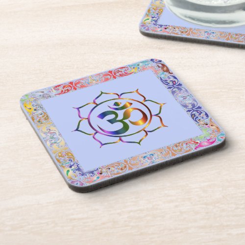 Namaste Om Lotus Rainbow Vintage Doormat Beverage Coaster
