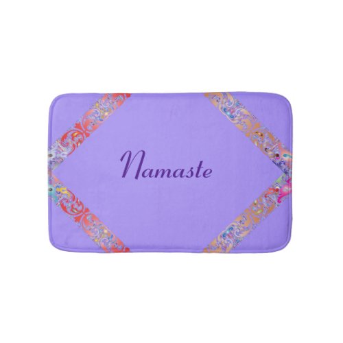 Namaste Om Lotus Rainbow Vintage Personalized Bath Mat