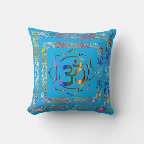 Namaste Om Lotus Rainbow Vintage Personalized Throw Pillow