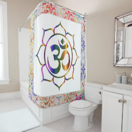 Namaste Om Lotus Rainbow Vintage  Shower Curtain