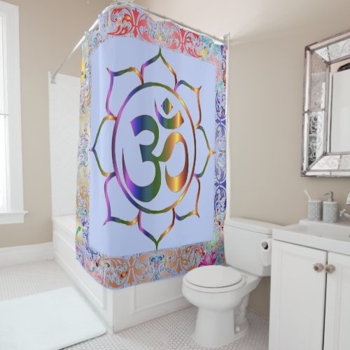 Namaste Om Lotus Rainbow Vintage Shower Curtain