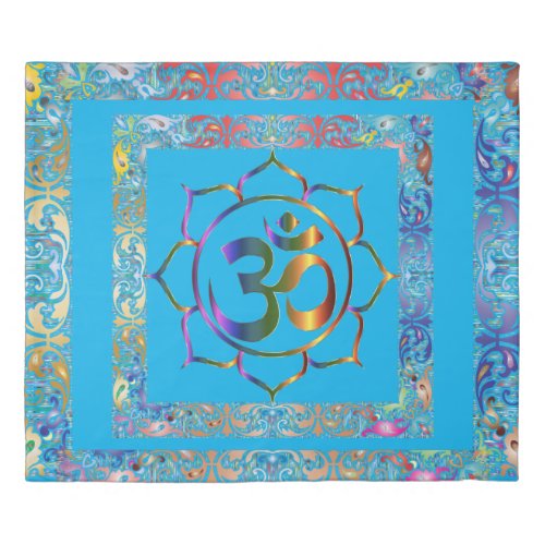 Namaste Om Lotus Rainbow Vintage Spiritual Duvet Cover