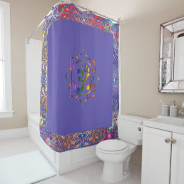 Namaste Om Lotus Ultra Violet Rainbow Vintage Shower Curtain