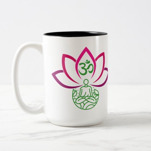 Namaste om peaceful yoga Two_Tone coffee mug