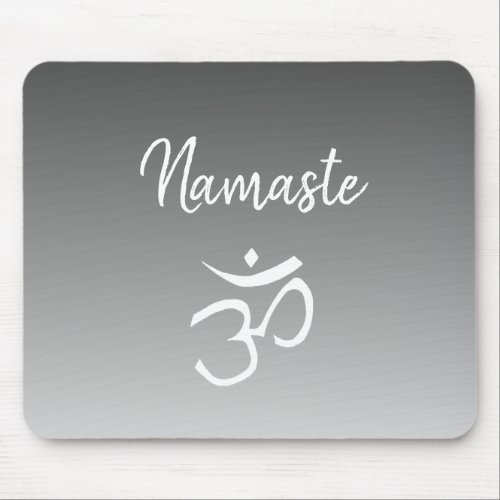 Namaste Om Symbol Gray White Ombre Mouse Pad