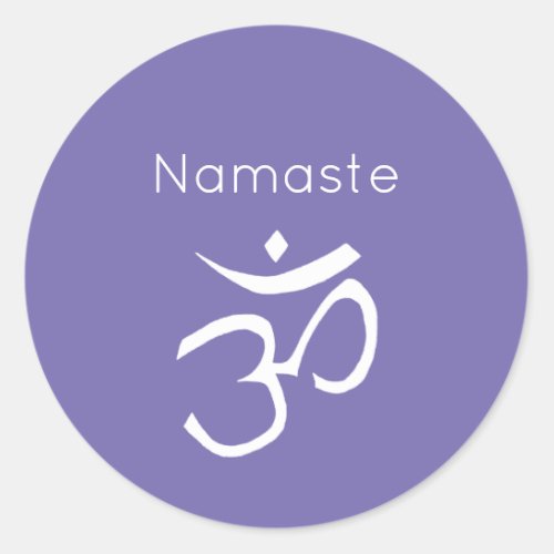 Namaste Om Symbol Purple Spirituality Classic Round Sticker