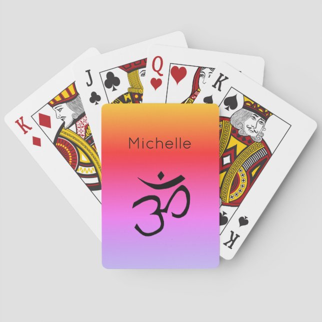 Namaste Om Symbol Yoga Personalized Poker Cards (Back)