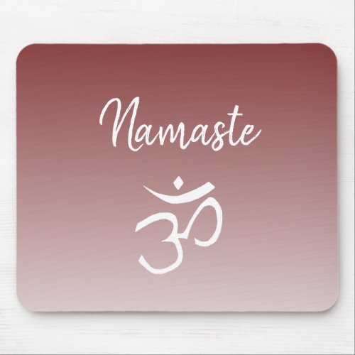 Namaste Om Symbol Yoga Red White Ombre Mouse Pad