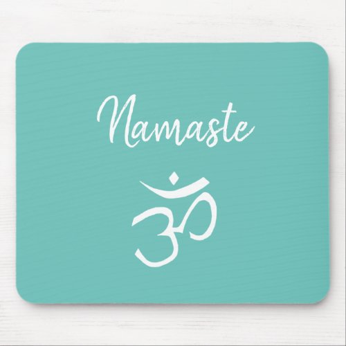 Namaste Om Symbol Yoga Trendy Teal Green Mouse Pad