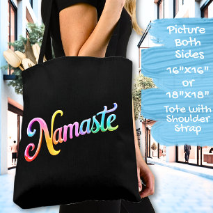 Namaste on a Black Tote Bag