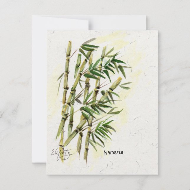 Namaste on Bamboo Respectful Polite Greeting Note Card (Front)