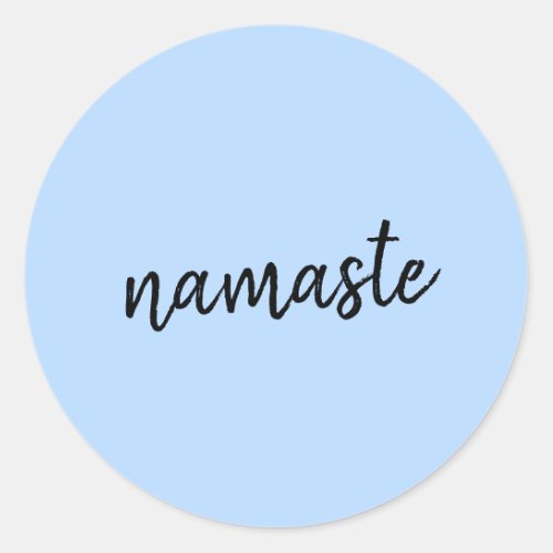 Namast  Pastel Blue Yoga Spiritual Salutation Classic Round Sticker