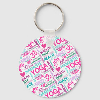 Namaste, Peace and Harmony Pink YOGA Pattern Keychain