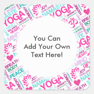 Namaste, Peace and Harmony Pink YOGA Pattern Square Sticker