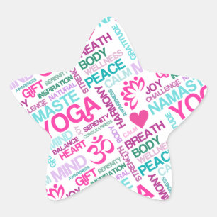 Namaste, Peace and Harmony Pink YOGA Pattern Star Sticker