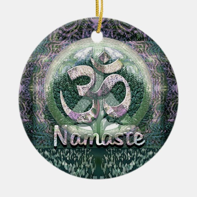Namaste Peace Symbol Ceramic Ornament (Front)