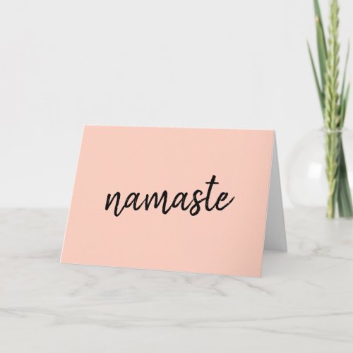 Namaste  Peachy Pink Modern Yoga Meditation Card