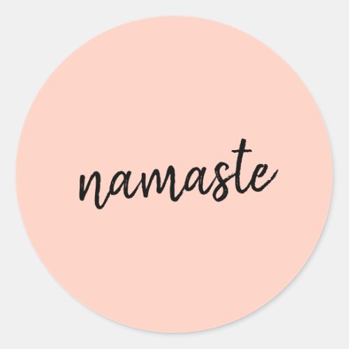 Namaste  Peachy Pink Modern Yoga Meditation Classic Round Sticker