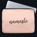 Namaste | Peachy Pink Modern Yoga Meditation Laptop Sleeve<br><div class="desc">Simple, stylish "namaste" quote art design in modern minimalist handwritten script typography on a pastel peachy pink background. The slogan can easily be personalized with your own words for a perfect gift for a yoga bunny or pilates lover! Namasté literally means "greetings to you." In the Vedas, namaste mostly occurs...</div>