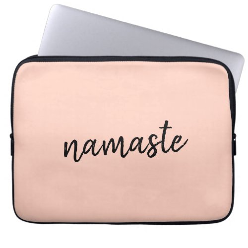 Namaste  Peachy Pink Modern Yoga Meditation Laptop Sleeve