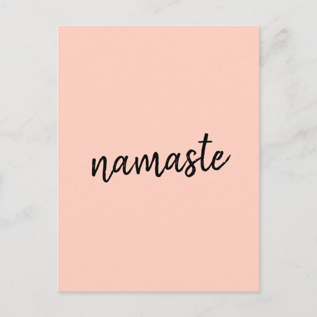 Namaste | Peachy Pink Modern Yoga Meditation Postcard (Front)