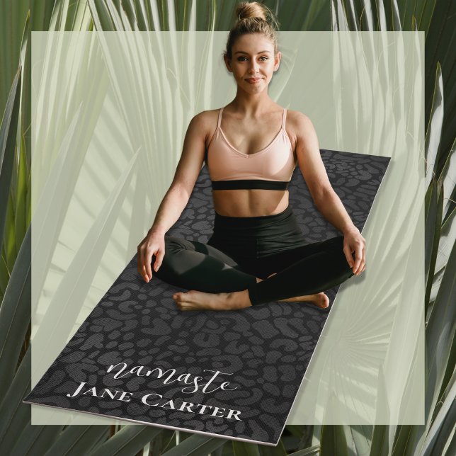 Namaste Personalize Elegant Black Leopard Yoga Mat (Creator Uploaded)