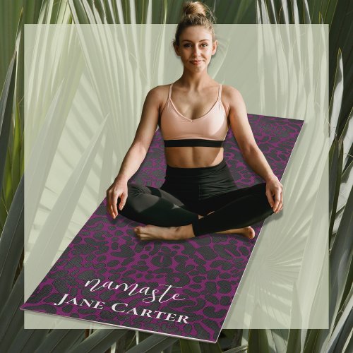 Namaste Personalize Elegant Pink Black Leopard Yoga Mat