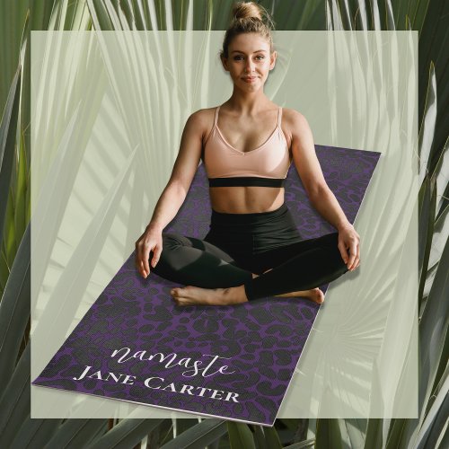 Namaste Personalize Elegant Purple Black Leopard Yoga Mat