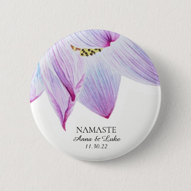 *~* Namaste Pink Blue Magenta Lotus Button (Front)