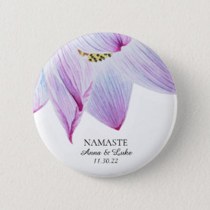 *~* Namaste Pink Blue Magenta Lotus Button