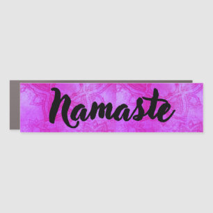 Namaste Pink Distressed Mandala Car Magnet