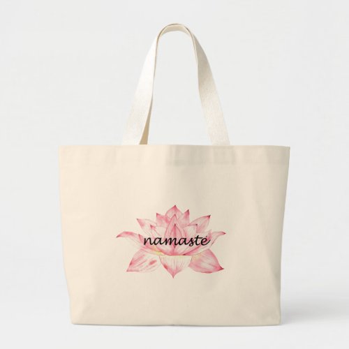 Namaste pink Lotus Flower Large Tote Bag