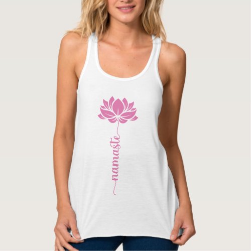 Namaste Pink Lotus Flower Modern Script Tank Top