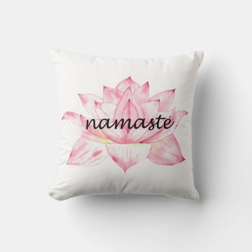 Namaste pink Lotus Flower Throw Pillow