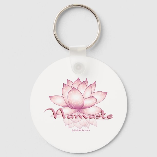 Namaste Pink Lotus Keychain (Front)