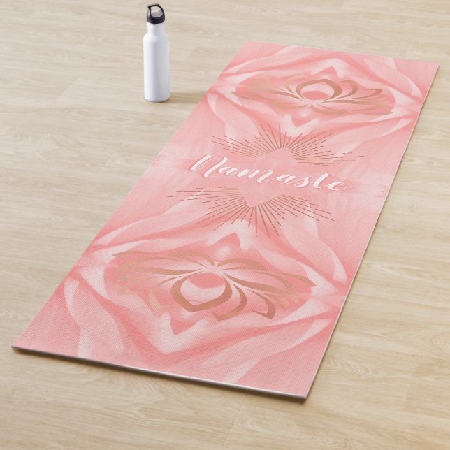 Namaste Pink Petals Lotus Flower Personalized Yoga Mat (In Situ)