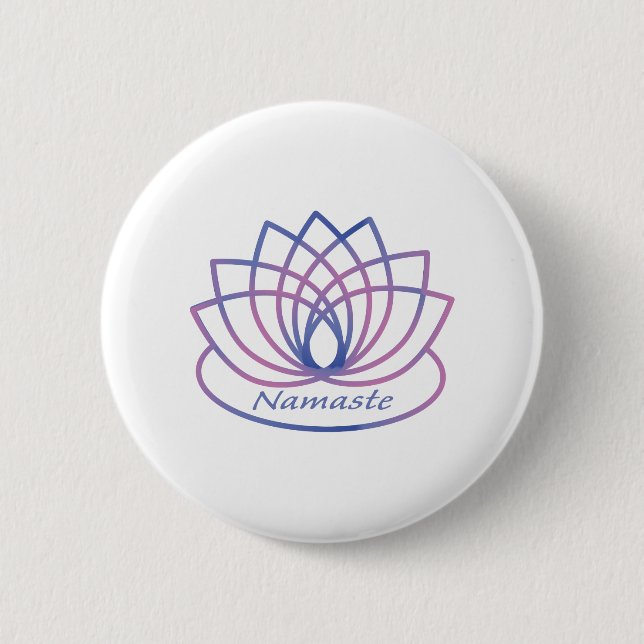 Namaste Purple and Pink Lotus Flower Button (Front)