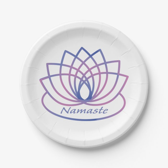 Namaste Purple and Pink Lotus Flower Paper Plates (Front)