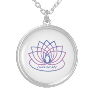 Namaste Purple and Pink Lotus Flower Silver Plated Necklace
