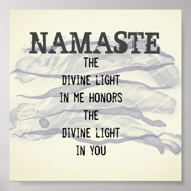 Namaste quote abstract watercolor design gray poster (Front)